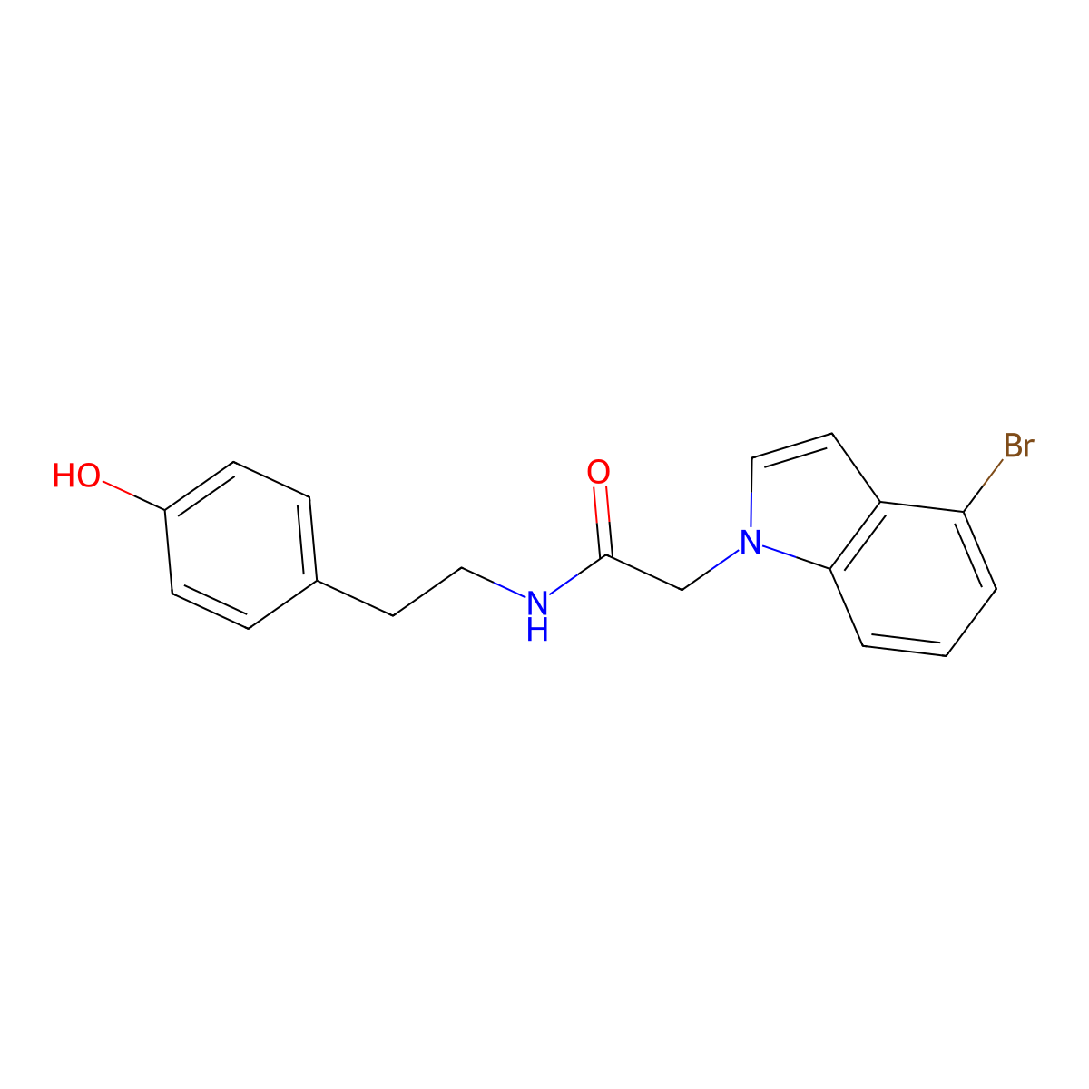 2-(4-bromo-1H-indol-1-yl)-N-[2-(4-hydroxyphenyl)ethyl]acetamide molecular structure, CAS 1219553-45-3