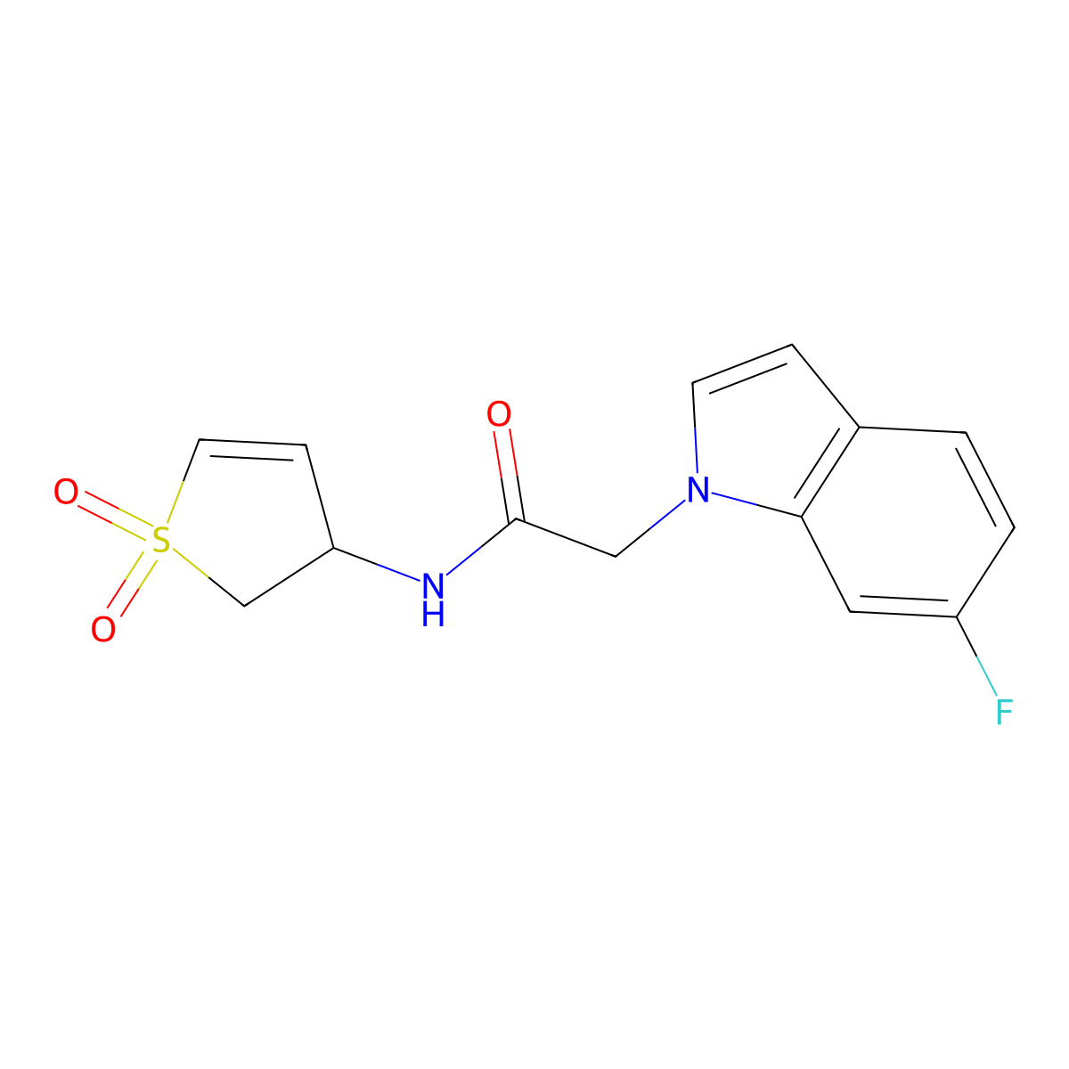 N-(1,1-dioxido-2,3-dihydrothiophen-3-yl)-2-(6-fluoro-1H-indol-1-yl)acetamide molecular structure, CAS 1219553-55-5