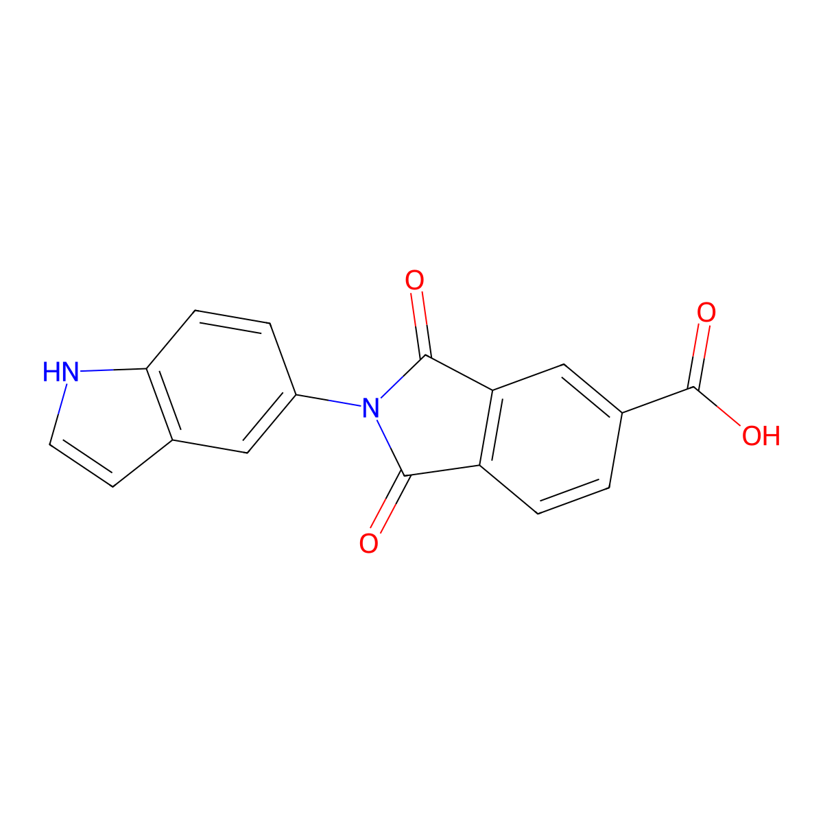 2-(1H-indol-5-yl)-1,3-dioxoisoindoline-5-carboxylic acid molecular structure, CAS 1219553-80-6
