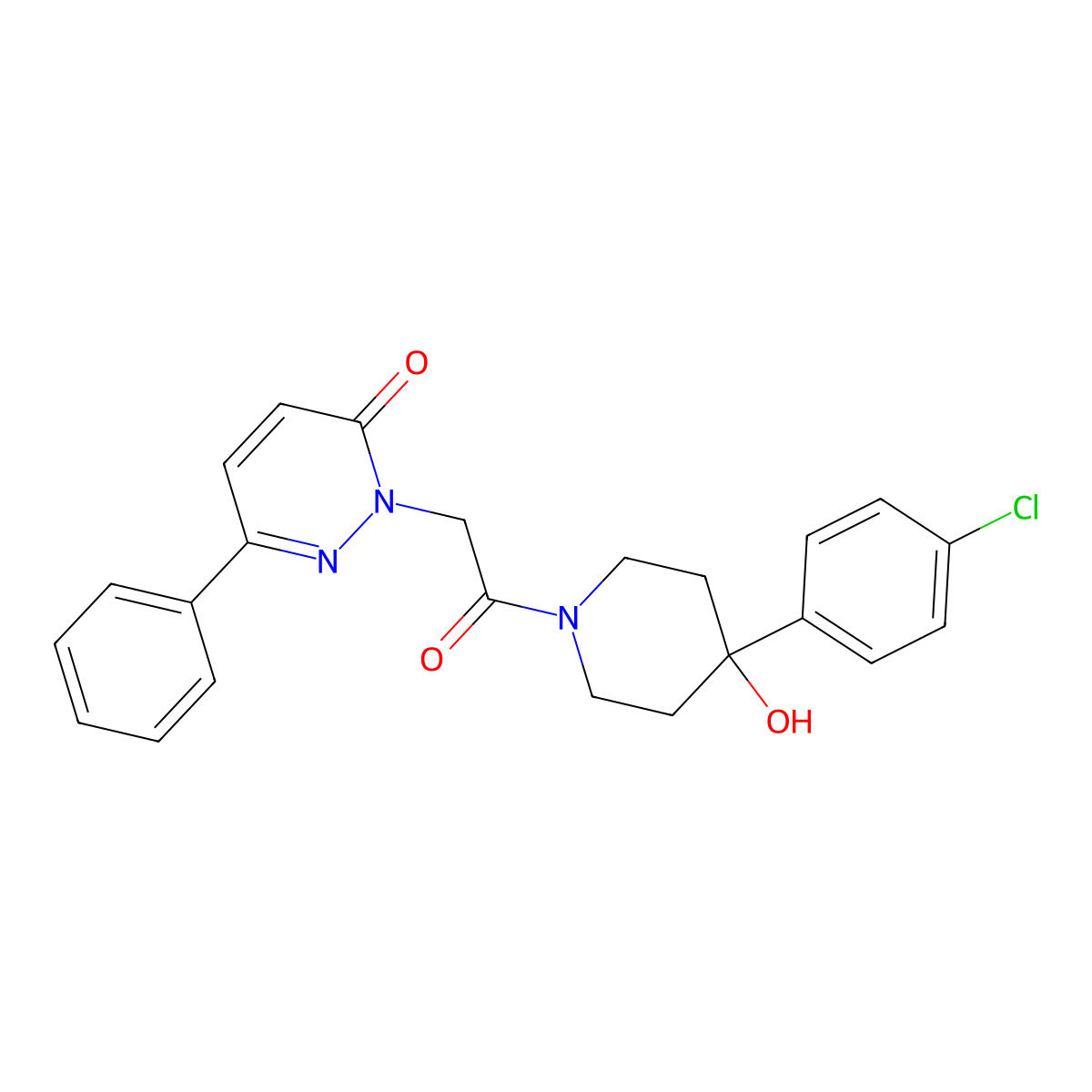2-{2-[4-(4-chlorophenyl)-4-hydroxy-1-piperidinyl]-2-oxoethyl}-6-phenyl-3(2H)-pyridazinone molecular structure, CAS 1219553-91-9