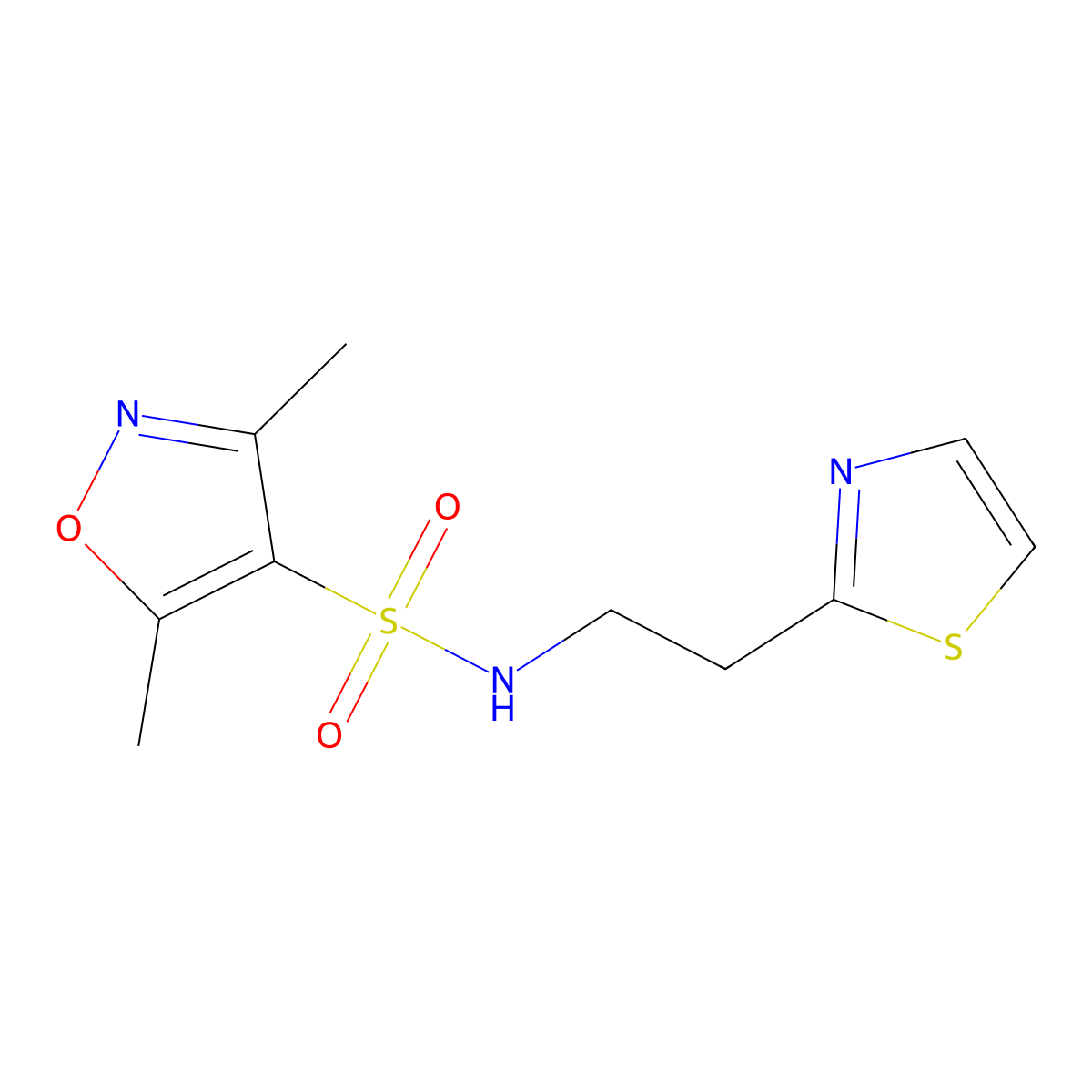 3,5-dimethyl-N-[2-(1,3-thiazol-2-yl)ethyl]-1,2-oxazole-4-sulfonamide molecular structure, CAS 1219553-92-0