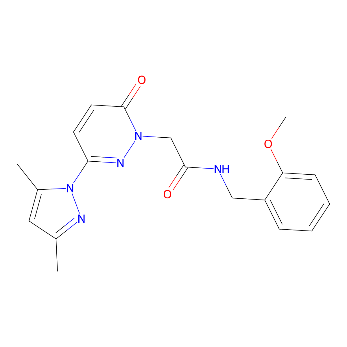 2-(3-(3,5-dimethyl-1H-pyrazol-1-yl)-6-oxopyridazin-1(6H)-yl)-N-(2-methoxybenzyl)acetamide molecular structure, CAS 1219554-21-8