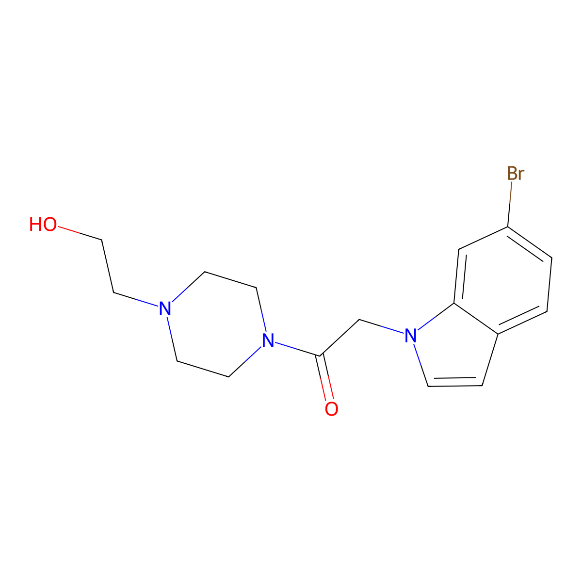 2-(6-bromo-1H-indol-1-yl)-1-[4-(2-hydroxyethyl)piperazin-1-yl]ethanone molecular structure, CAS 1219554-30-9