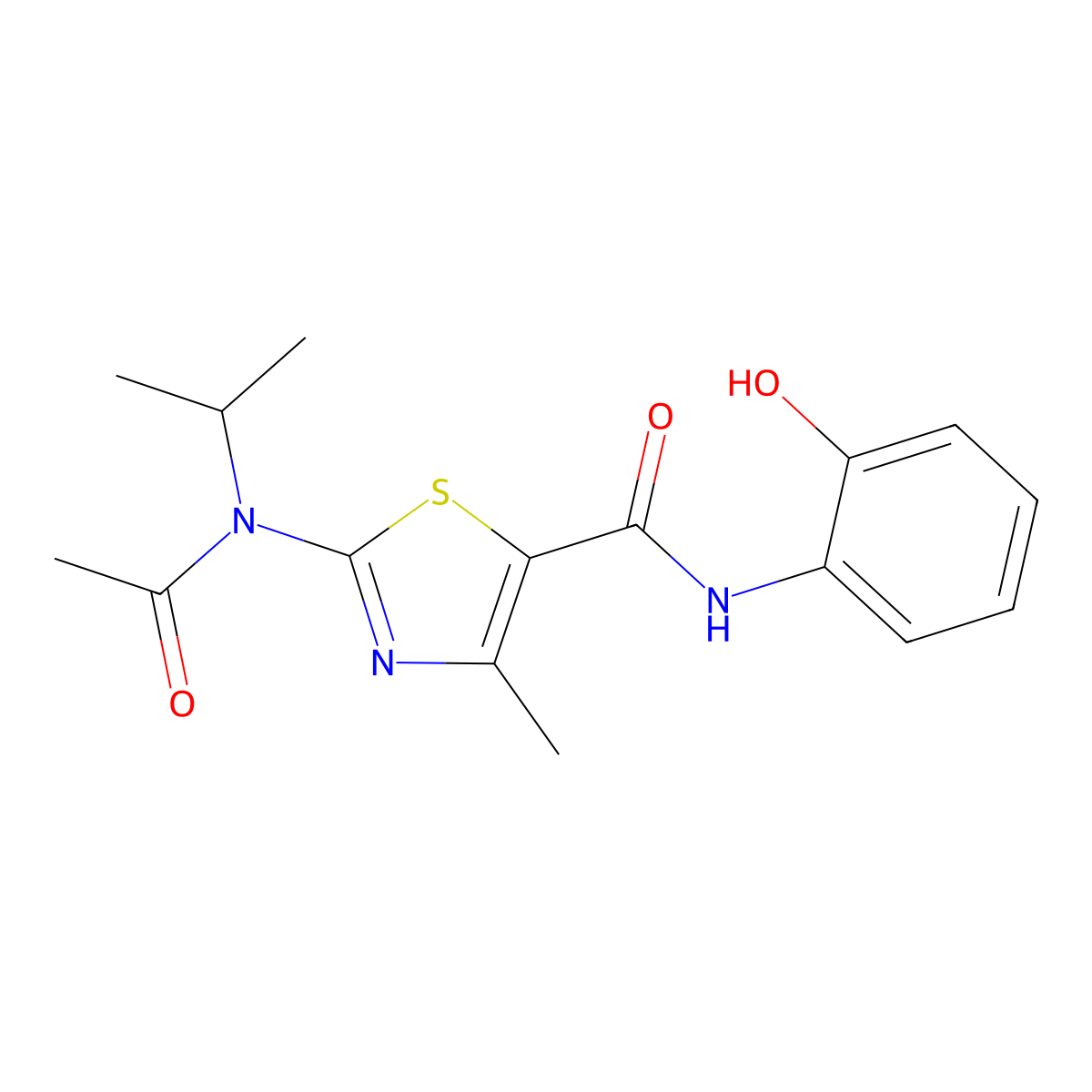 2-[acetyl(isopropyl)amino]-N-(2-hydroxyphenyl)-4-methyl-1,3-thiazole-5-carboxamide molecular structure, CAS 1219554-35-4