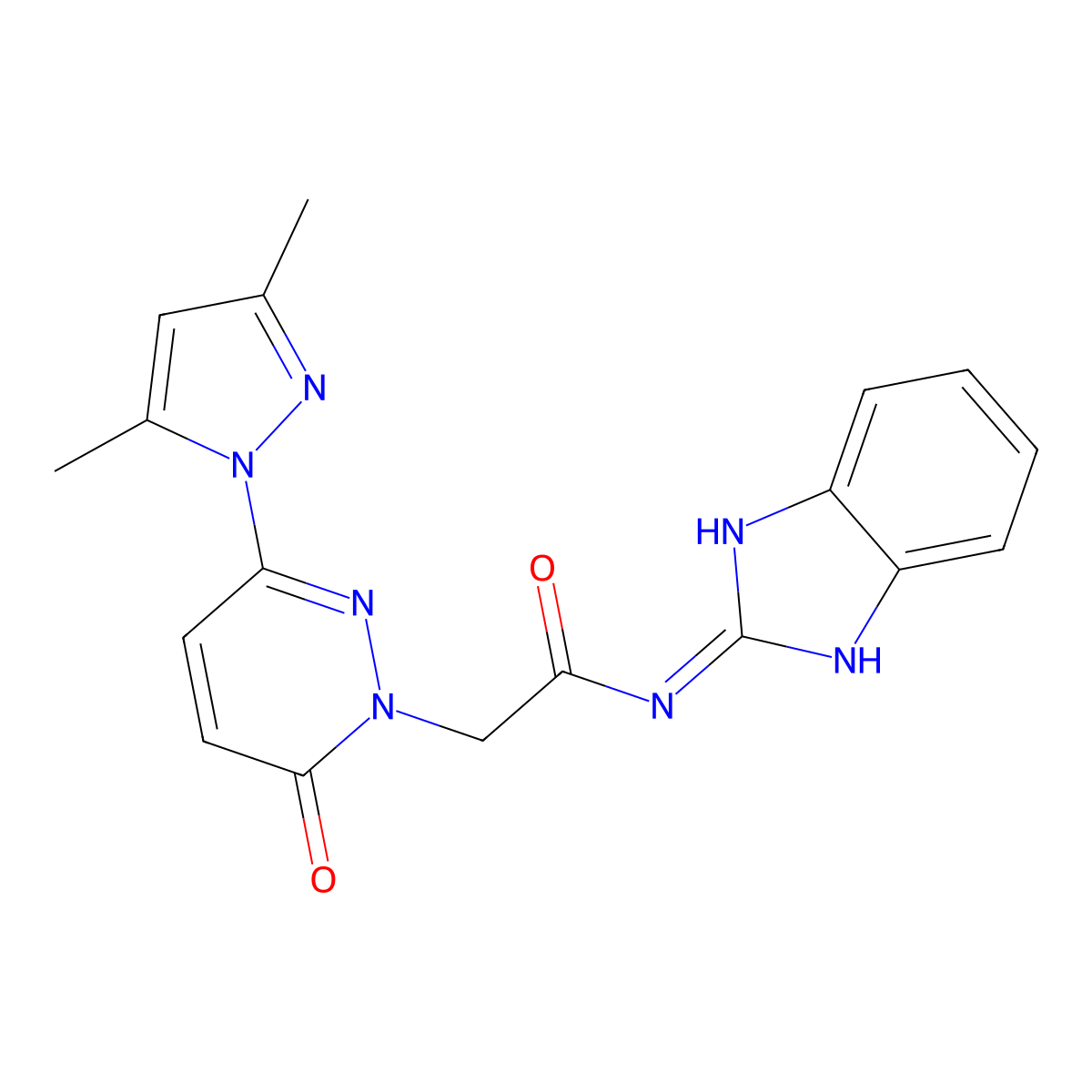 N-(1H-benzo[d]imidazol-2-yl)-2-(3-(3,5-dimethyl-1H-pyrazol-1-yl)-6-oxopyridazin-1(6H)-yl)acetamide molecular structure, CAS 1219554-38-7