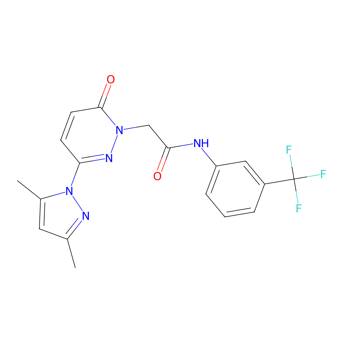 2-(3-(3,5-dimethyl-1H-pyrazol-1-yl)-6-oxopyridazin-1(6H)-yl)-N-(3-(trifluoromethyl)phenyl)acetamide molecular structure, CAS 1219554-45-6