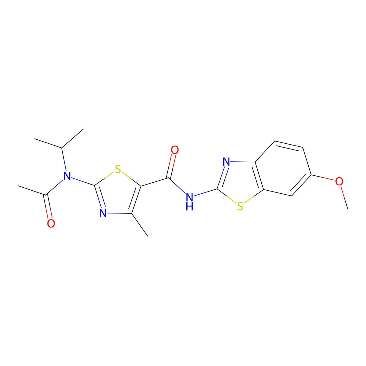 2-[acetyl(propan-2-yl)amino]-N-[(2E)-6-methoxy-1,3-benzothiazol-2(3H)-ylidene]-4-methyl-1,3-thiazole-5-carboxamide molecular structure, CAS 1219554-58-1