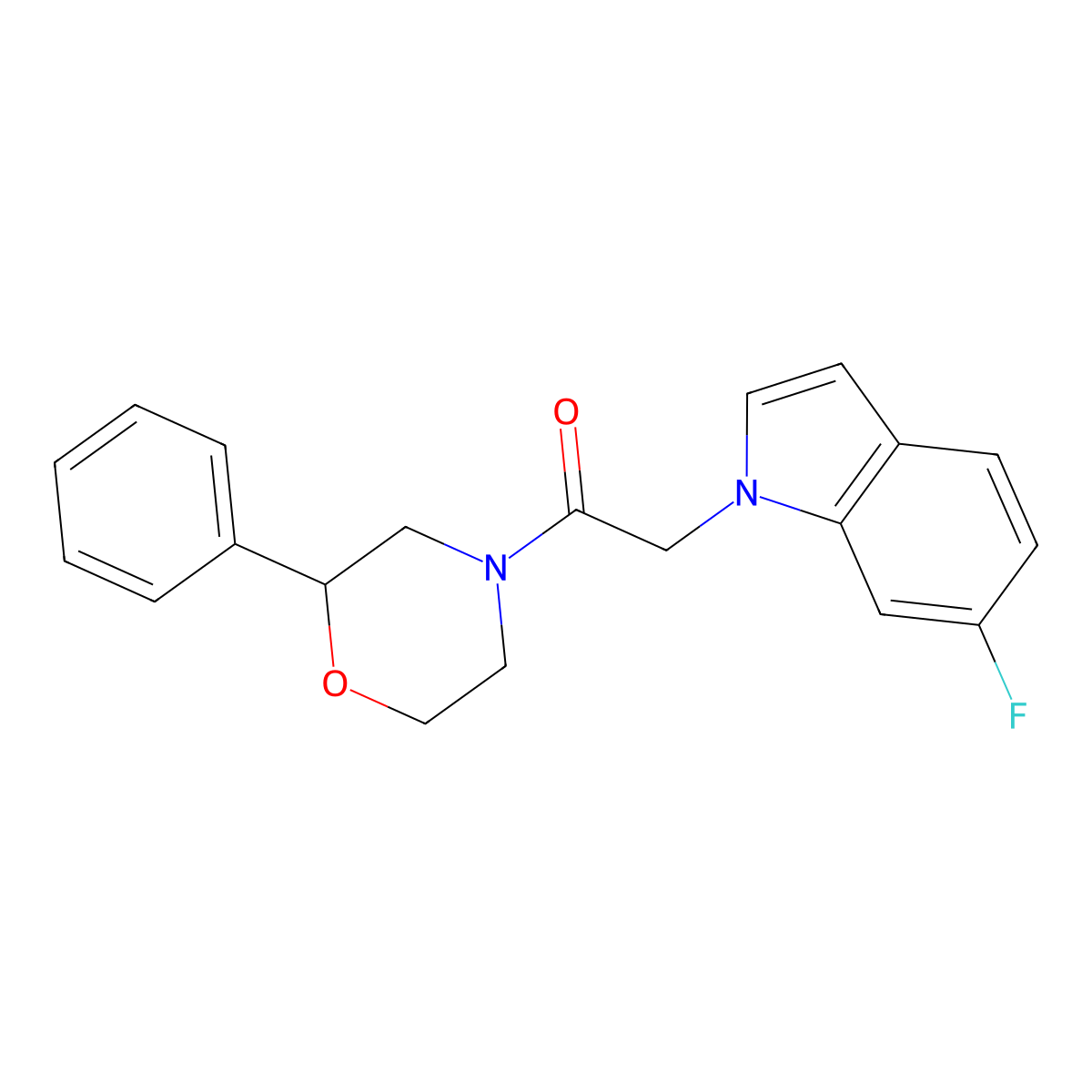 2-(6-fluoro-1H-indol-1-yl)-1-(2-phenylmorpholin-4-yl)ethanone molecular structure, CAS 1219554-61-6
