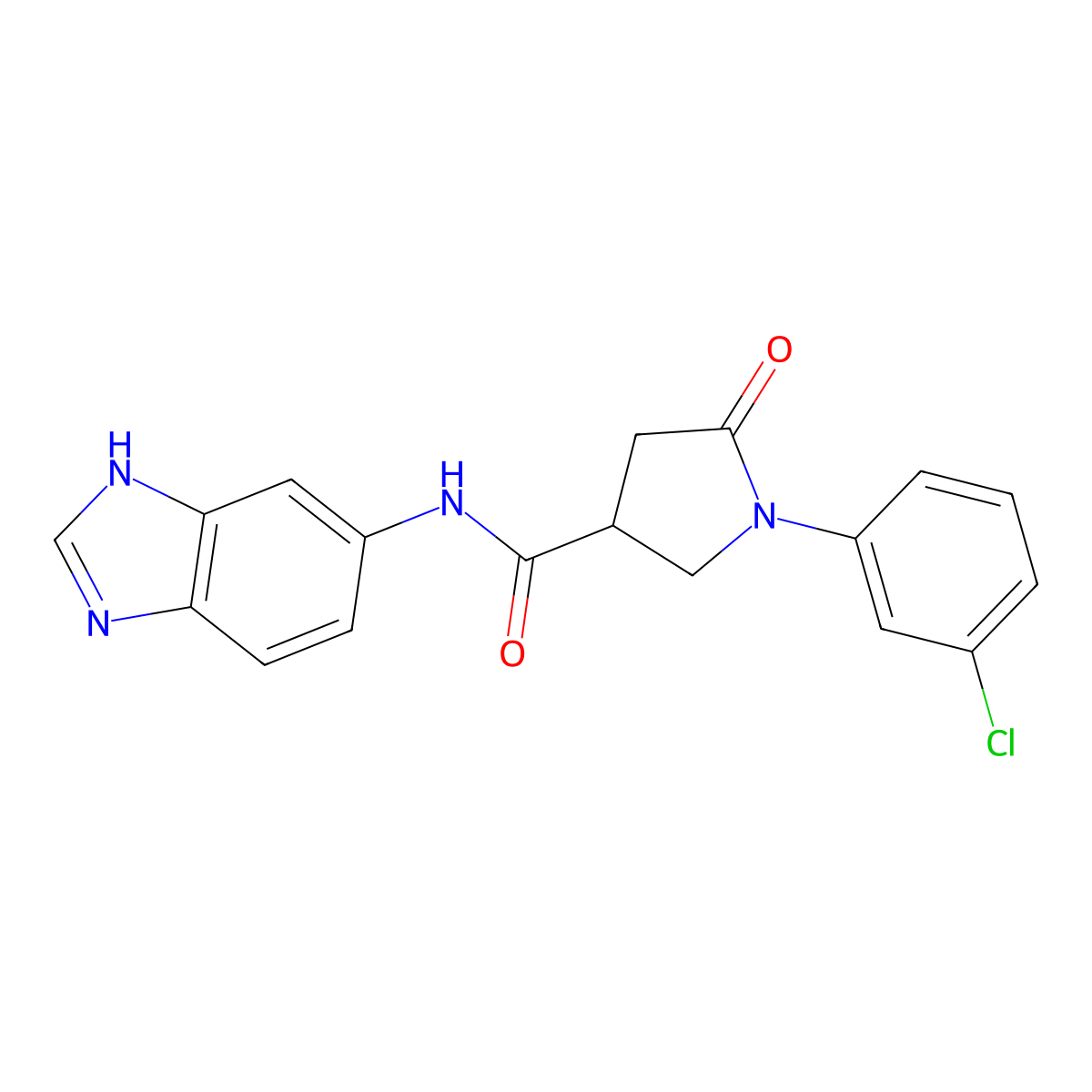 N-(1H-benzimidazol-5-yl)-1-(3-chlorophenyl)-5-oxopyrrolidine-3-carboxamide molecular structure, CAS 1219554-63-8