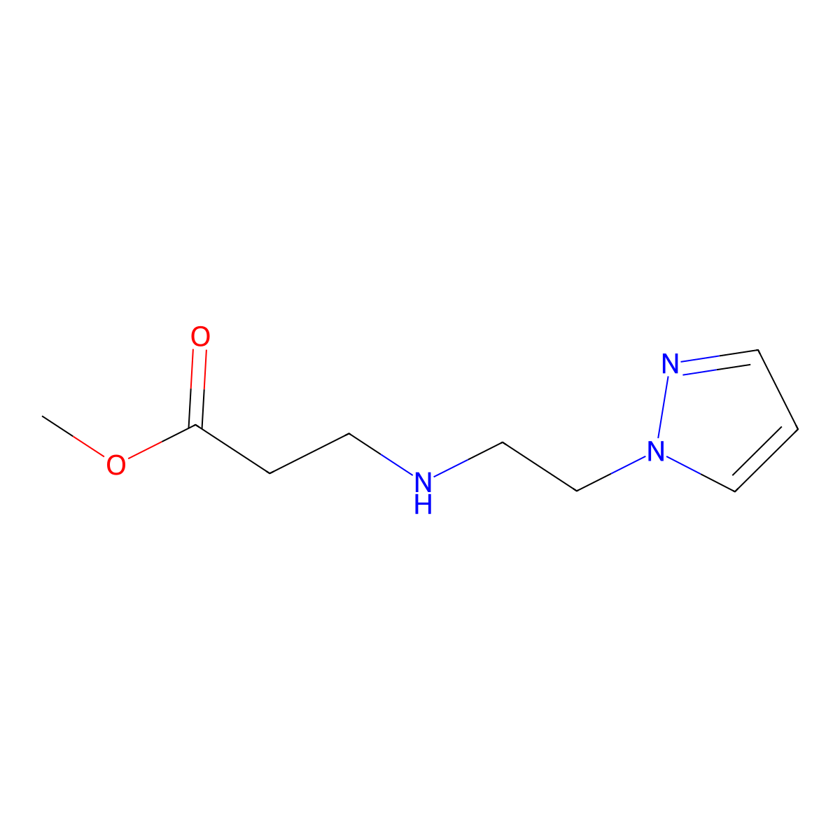 methyl 3-((2-(1H-pyrazol-1-yl)ethyl)amino)propanoate molecular structure, CAS 1219554-81-0