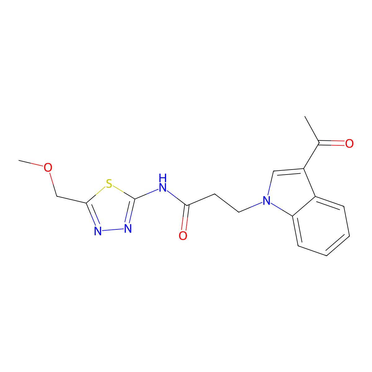 3-(3-acetyl-1H-indol-1-yl)-N-[(2Z)-5-(methoxymethyl)-1,3,4-thiadiazol-2(3H)-ylidene]propanamide molecular structure, CAS 1219555-12-0