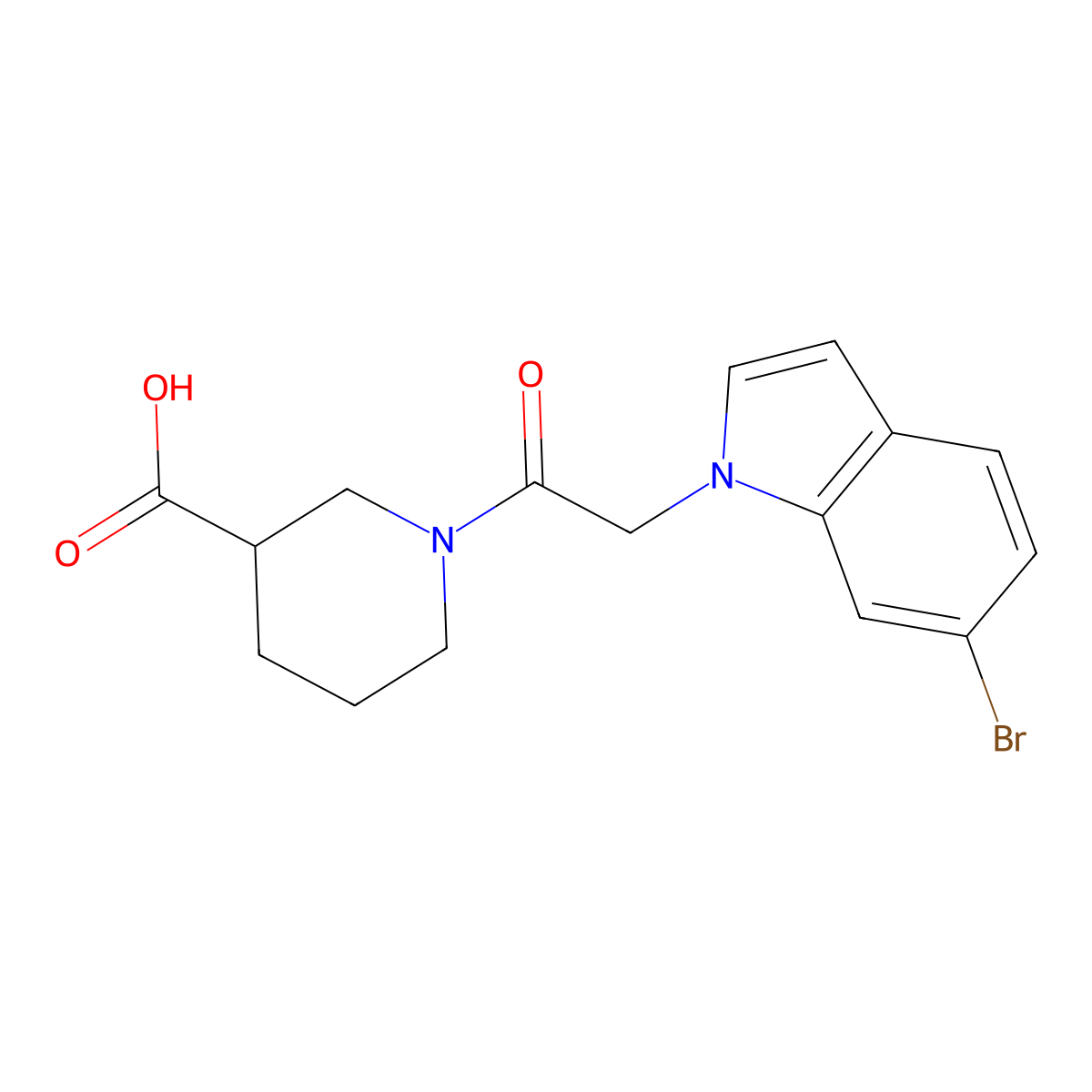 1-[(6-bromo-1H-indol-1-yl)acetyl]piperidine-3-carboxylic acid molecular structure, CAS 1219555-22-2