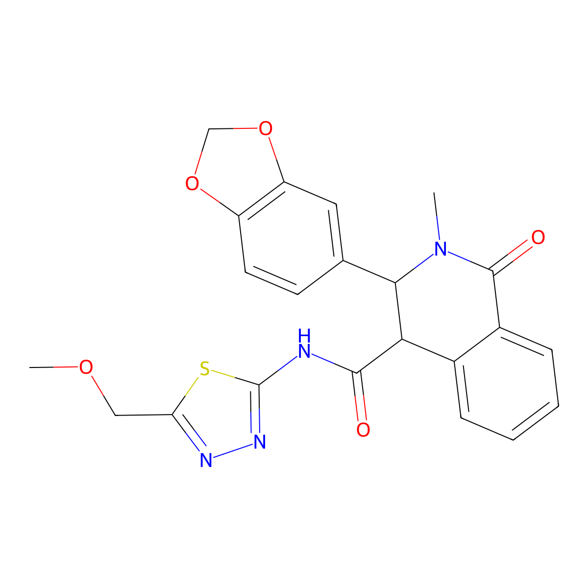 3-(1,3-benzodioxol-5-yl)-N-[(2Z)-5-(methoxymethyl)-1,3,4-thiadiazol-2(3H)-ylidene]-2-methyl-1-oxo-1,2,3,4-tetrahydroisoquinoline-4-carboxamide molecular structure, CAS 1219555-33-5
