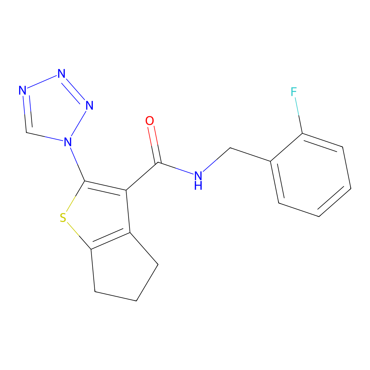 N-(2-fluorobenzyl)-2-(1H-tetrazol-1-yl)-5,6-dihydro-4H-cyclopenta[b]thiophene-3-carboxamide molecular structure, CAS 1219555-34-6