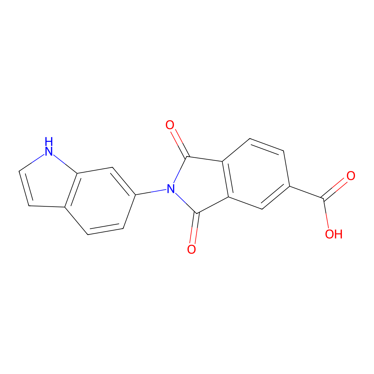 2-(1H-indol-6-yl)-1,3-dioxoisoindoline-5-carboxylic acid molecular structure, CAS 1219555-38-0