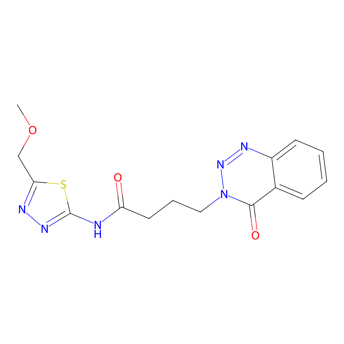 N-[(2Z)-5-(methoxymethyl)-1,3,4-thiadiazol-2(3H)-ylidene]-4-(4-oxo-1,2,3-benzotriazin-3(4H)-yl)butanamide molecular structure, CAS 1219555-50-6