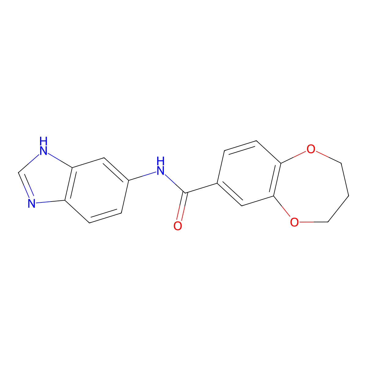 N-(1H-benzimidazol-5-yl)-3,4-dihydro-2H-1,5-benzodioxepine-7-carboxamide molecular structure, CAS 1219555-59-5
