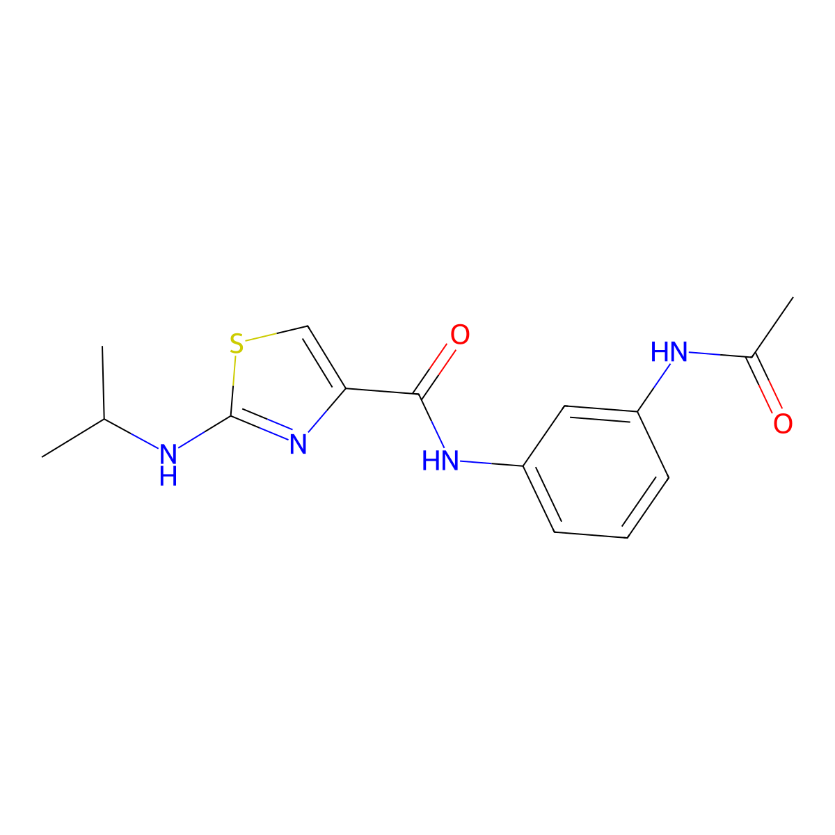 N-[3-(acetylamino)phenyl]-2-(isopropylamino)-1,3-thiazole-4-carboxamide molecular structure, CAS 1219555-67-5