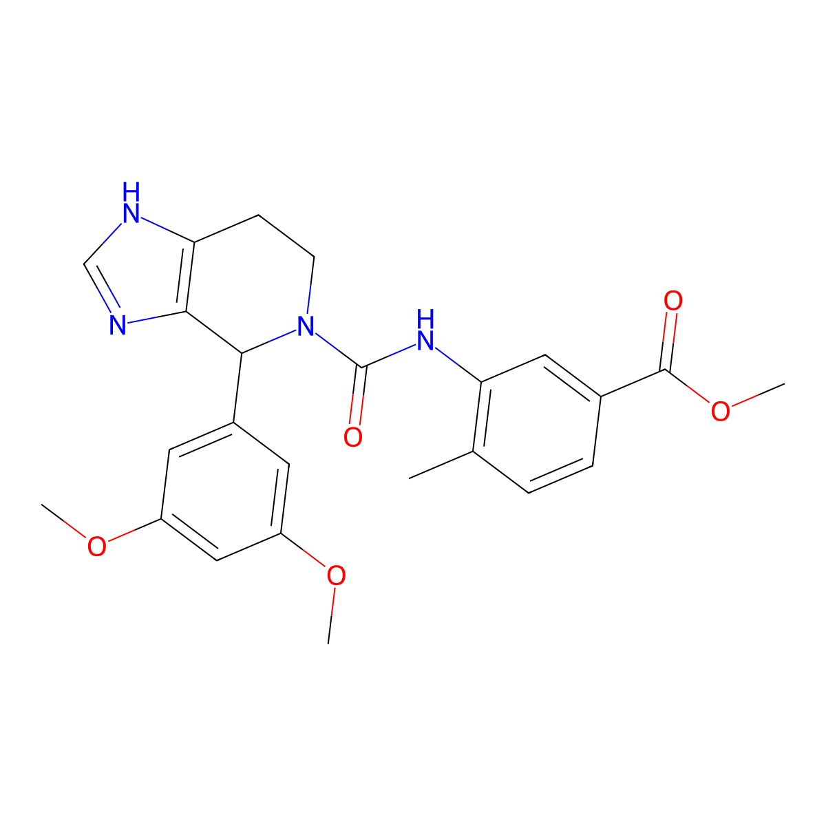 methyl 3-({[4-(3,5-dimethoxyphenyl)-3,4,6,7-tetrahydro-5H-imidazo[4,5-c]pyridin-5-yl]carbonyl}amino)-4-methylbenzoate molecular structure, CAS 1219555-70-0