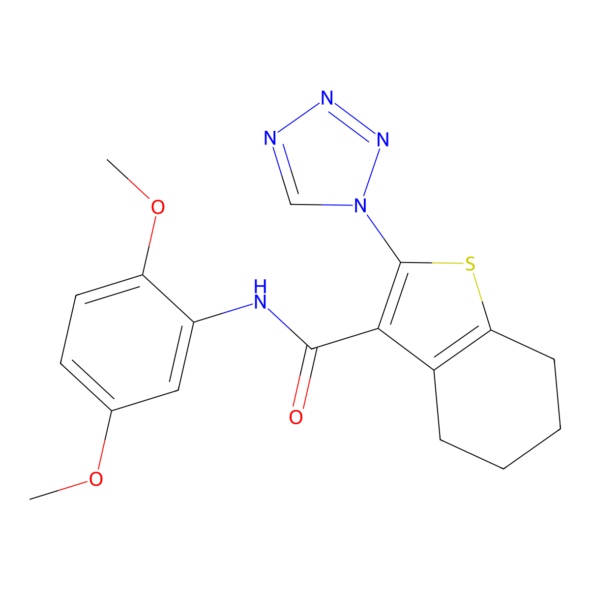 N-(2,5-dimethoxyphenyl)-2-(1H-tetrazol-1-yl)-4,5,6,7-tetrahydro-1-benzothiophene-3-carboxamide molecular structure, CAS 1219555-73-3