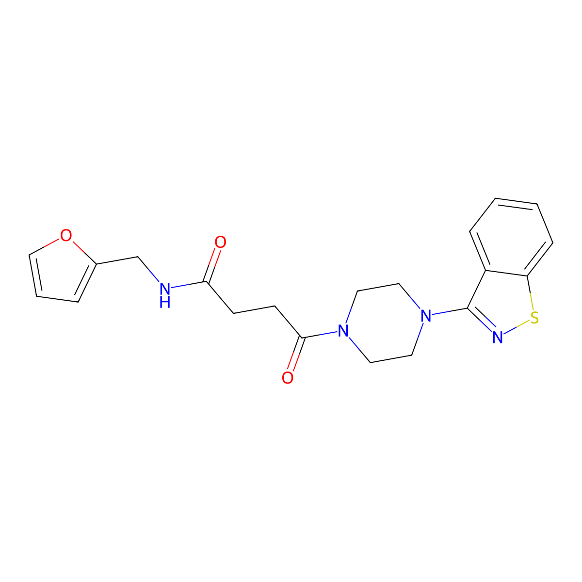 4-[4-(1,2-benzisothiazol-3-yl)piperazino]-N~1~-(2-furylmethyl)-4-oxobutanamide molecular structure, CAS 1219555-89-1
