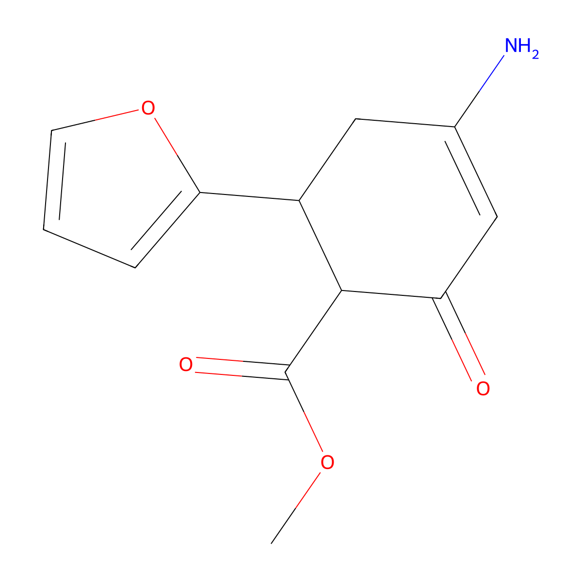 Methyl 4-amino-6-(furan-2-yl)-2-oxocyclohex-3-ene-1-carboxylate molecular structure, CAS 1219556-16-7