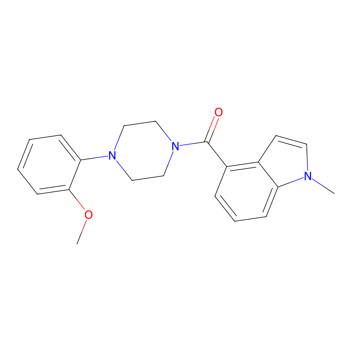 (4-(2-methoxyphenyl)piperazin-1-yl)(1-methyl-1H-indol-4-yl)methanone molecular structure, CAS 1219556-30-5