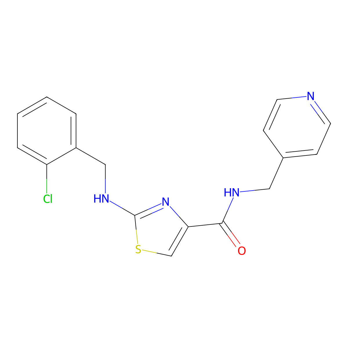 2-[(2-chlorobenzyl)amino]-N-(4-pyridinylmethyl)-1,3-thiazole-4-carboxamide molecular structure, CAS 1219556-51-0