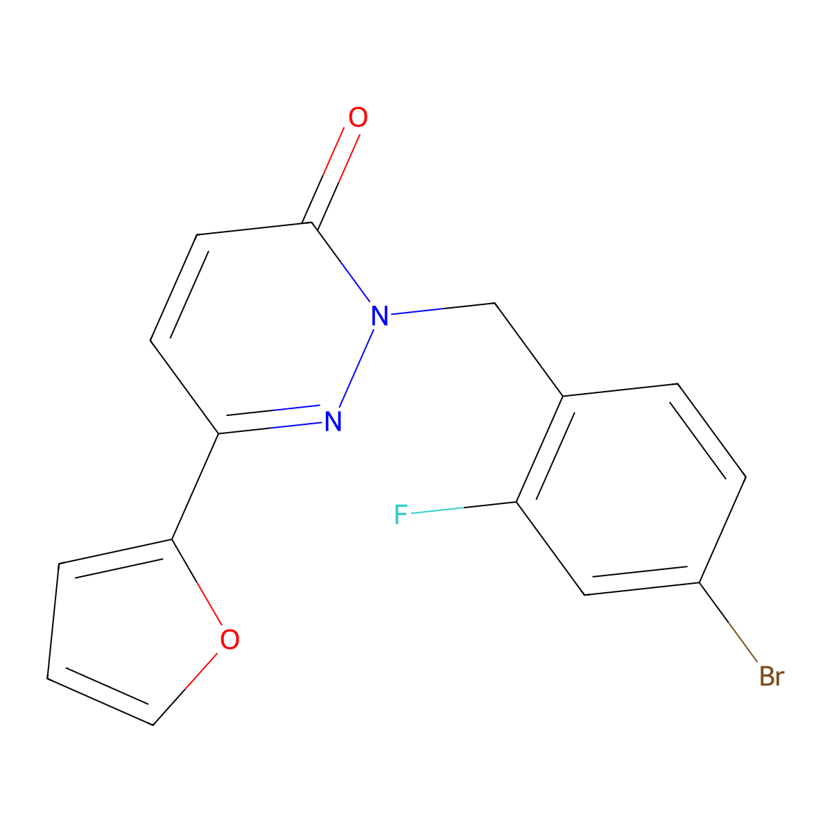 2-(4-bromo-2-fluorobenzyl)-6-(furan-2-yl)pyridazin-3(2H)-one molecular structure, CAS 1219556-71-4