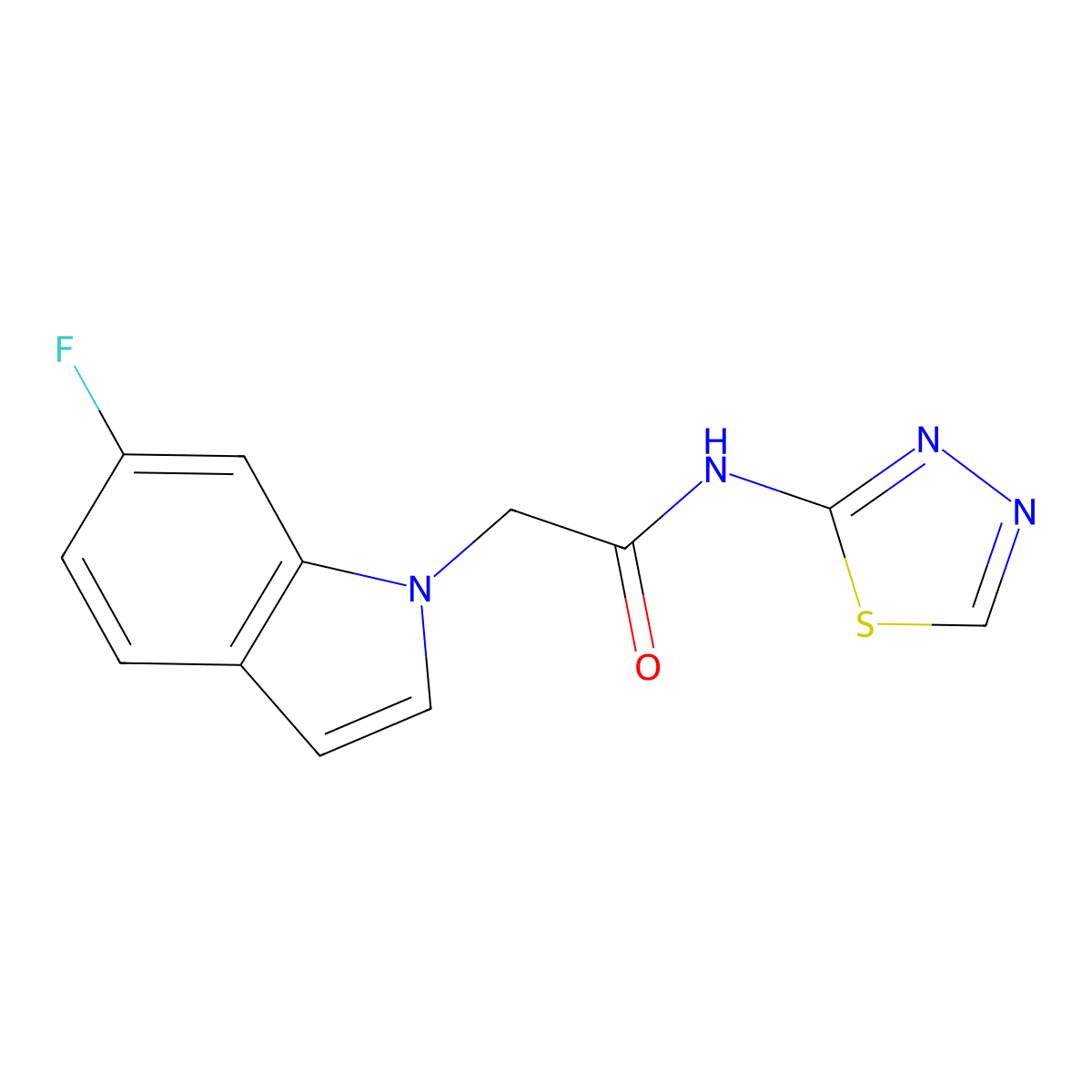 2-(6-fluoro-1H-indol-1-yl)-N-(1,3,4-thiadiazol-2-yl)acetamide molecular structure, CAS 1219556-72-5