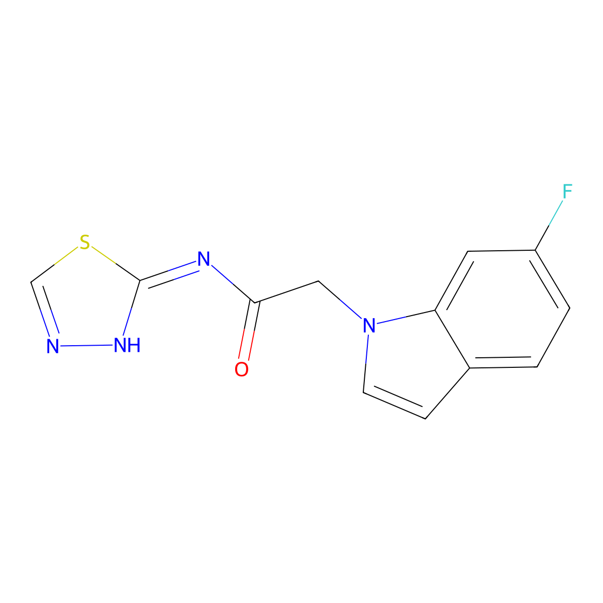 2-(6-fluoro-1H-indol-1-yl)-N-(1,3,4-thiadiazol-2-yl)acetamide molecular structure, CAS 1219556-72-5