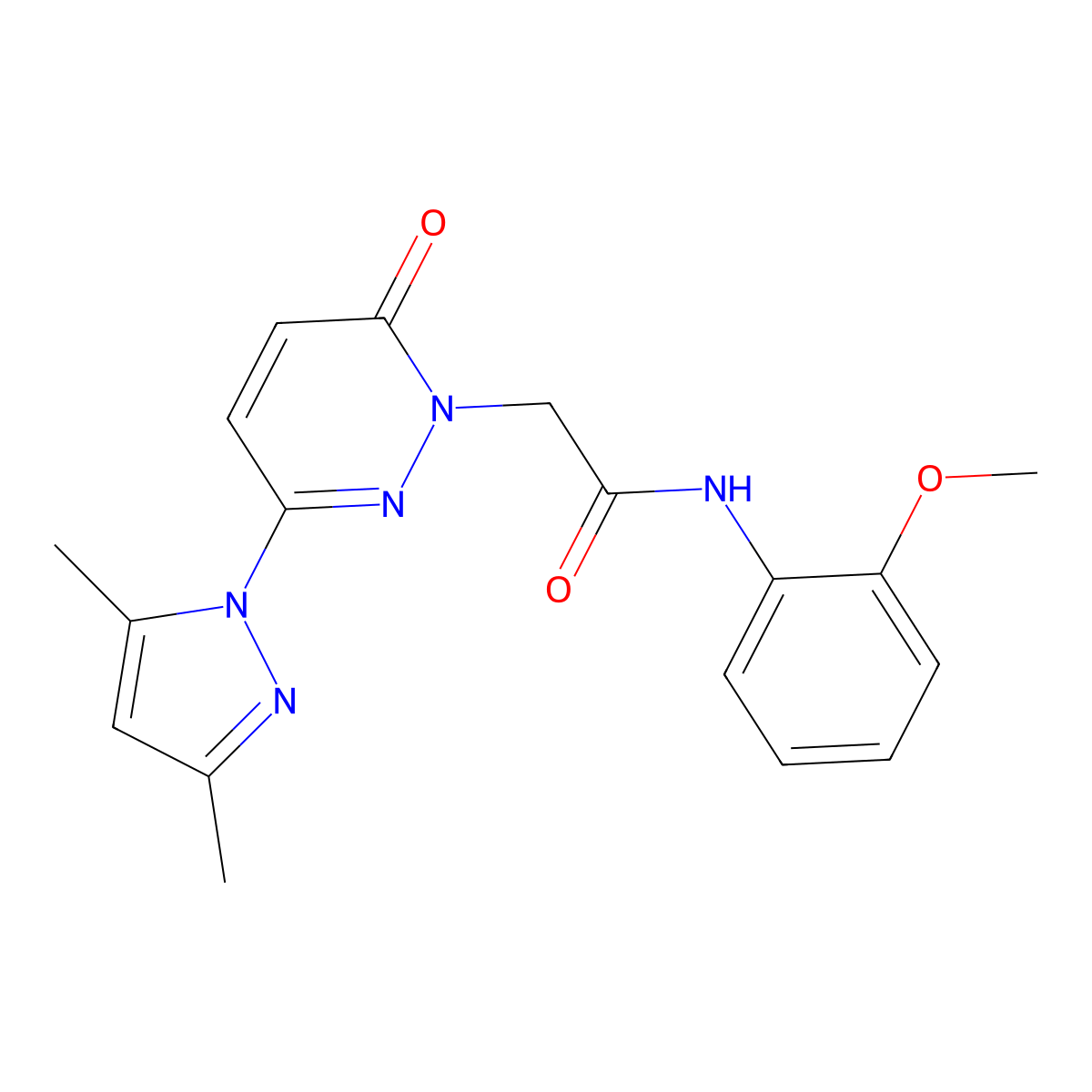 2-(3-(3,5-dimethyl-1H-pyrazol-1-yl)-6-oxopyridazin-1(6H)-yl)-N-(2-methoxyphenyl)acetamide molecular structure, CAS 1219556-74-7