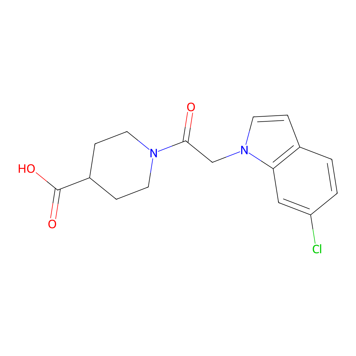 1-[(6-chloro-1H-indol-1-yl)acetyl]piperidine-4-carboxylic acid molecular structure, CAS 1219556-90-7