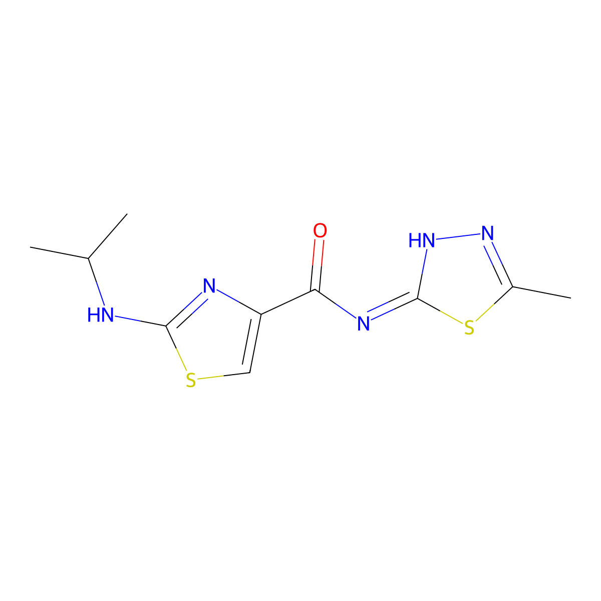 N-[(2E)-5-methyl-1,3,4-thiadiazol-2(3H)-ylidene]-2-(propan-2-ylamino)-1,3-thiazole-4-carboxamide molecular structure, CAS 1219556-97-4
