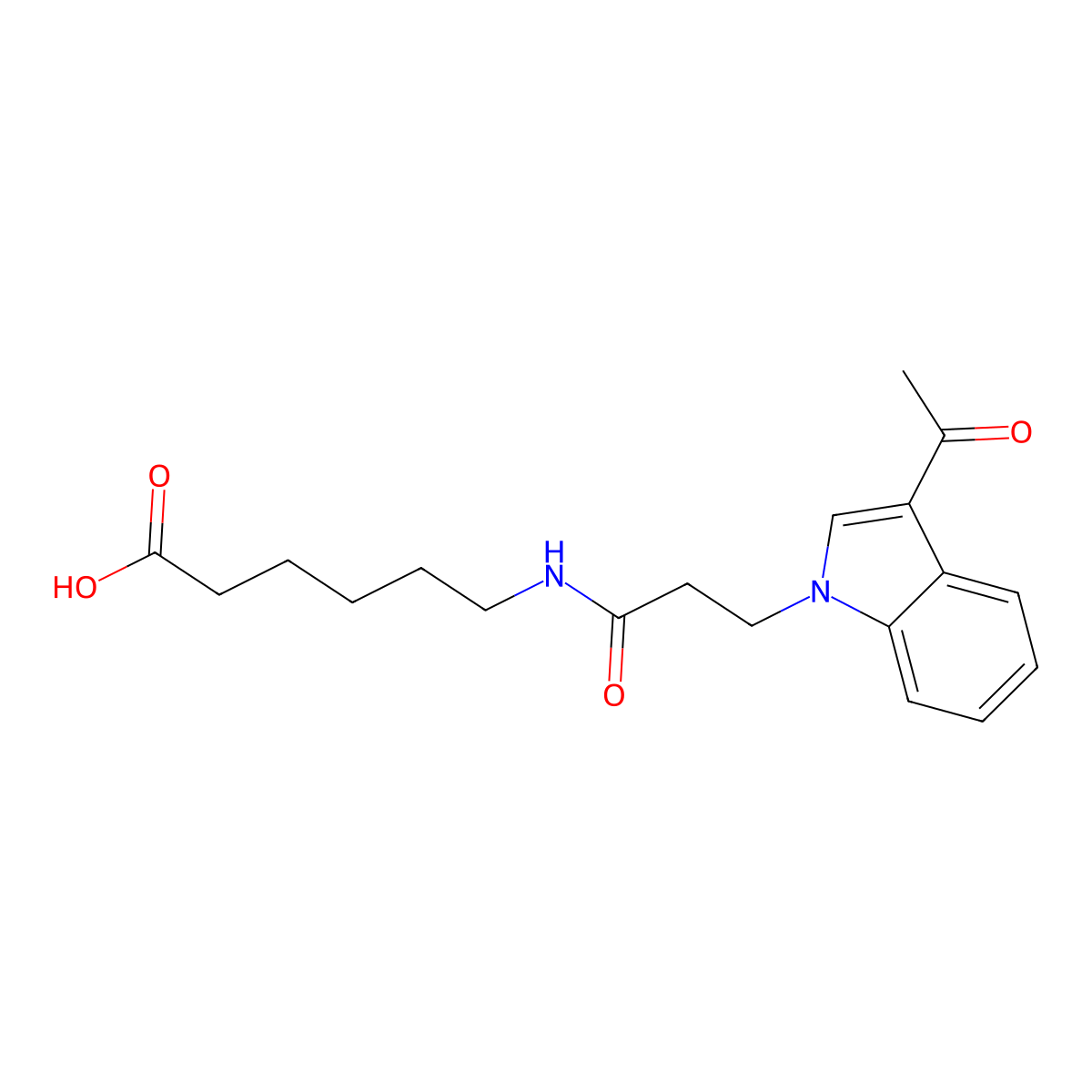 6-{[3-(3-acetyl-1H-indol-1-yl)propanoyl]amino}hexanoic acid molecular structure, CAS 1219557-01-3