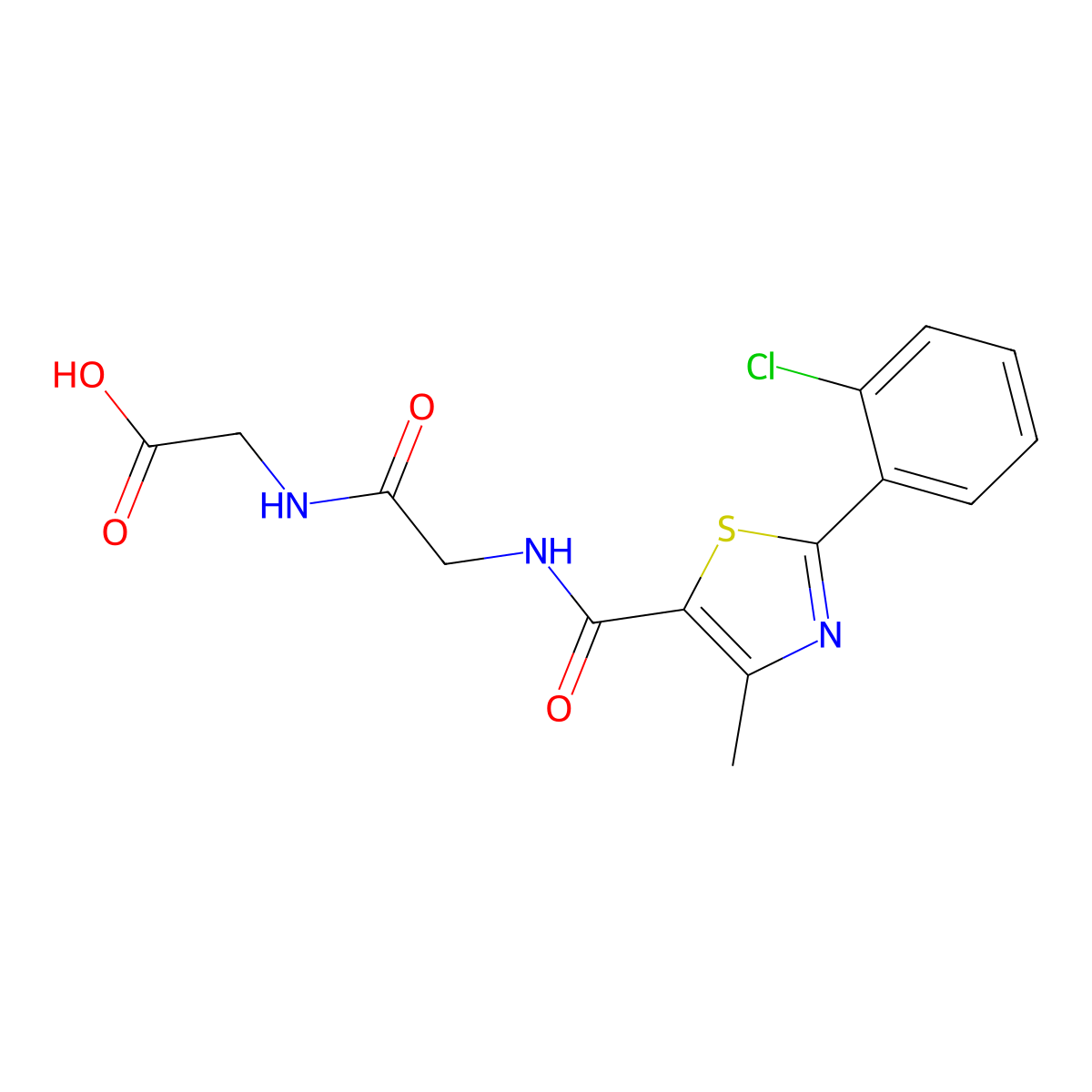 N-{[2-(2-chlorophenyl)-4-methyl-1,3-thiazol-5-yl]carbonyl}glycylglycine molecular structure, CAS 1219557-17-1