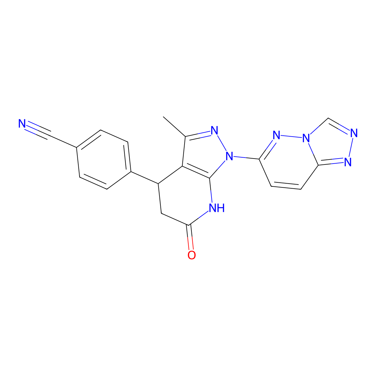 4-(1-([1,2,4]triazolo[4,3-b]pyridazin-6-yl)-3-methyl-6-oxo-4,5,6,7-tetrahydro-1H-pyrazolo[3,4-b]pyridin-4-yl)benzonitrile molecular structure, CAS 1219557-26-2