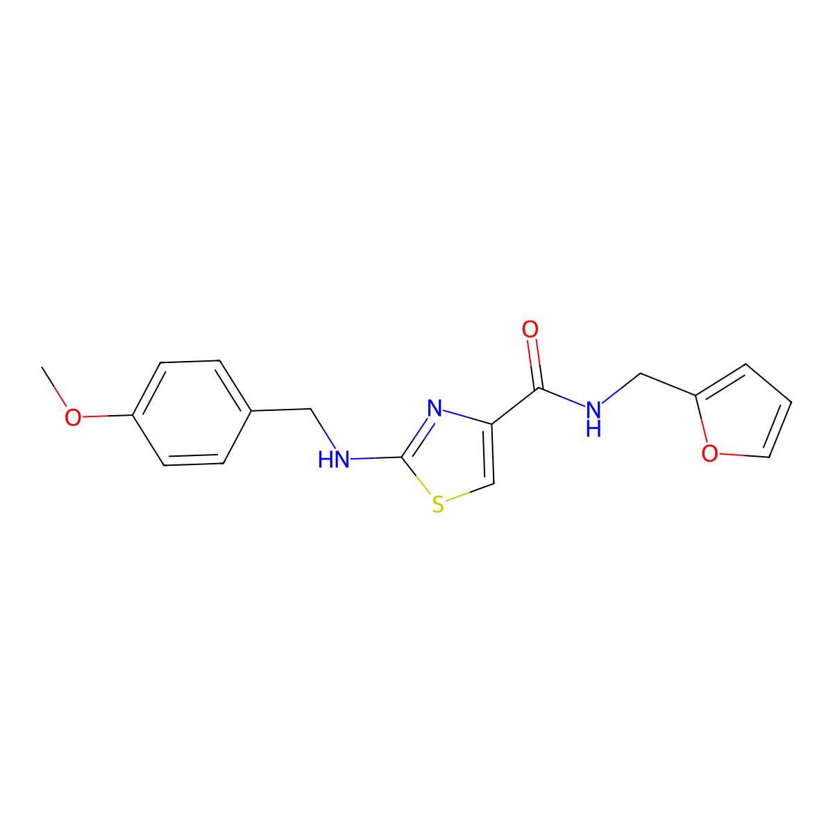 N-(furan-2-ylmethyl)-2-[(4-methoxybenzyl)amino]-1,3-thiazole-4-carboxamide molecular structure, CAS 1219557-33-1