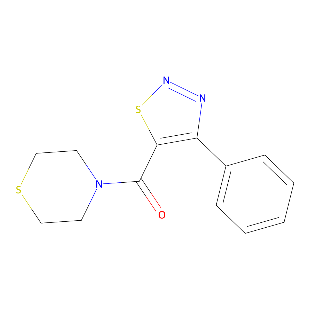 (4-Phenyl-1,2,3-thiadiazol-5-yl)(thiomorpholin-4-yl)methanone molecular structure, CAS 1219557-35-3