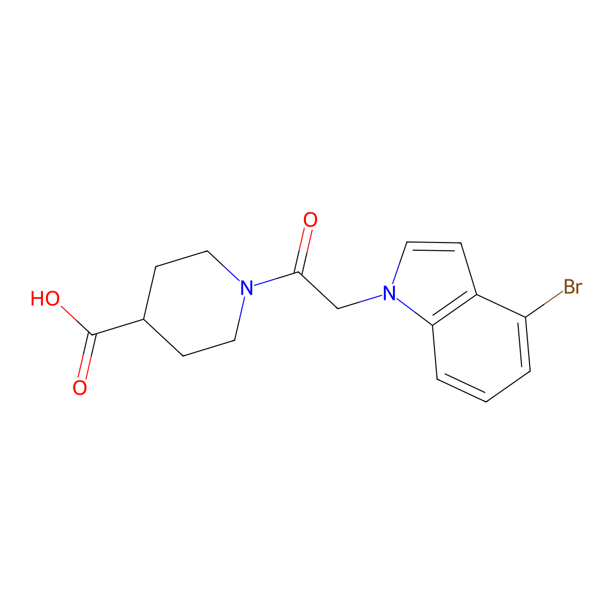 1-[(4-bromo-1H-indol-1-yl)acetyl]piperidine-4-carboxylic acid molecular structure, CAS 1219557-58-0