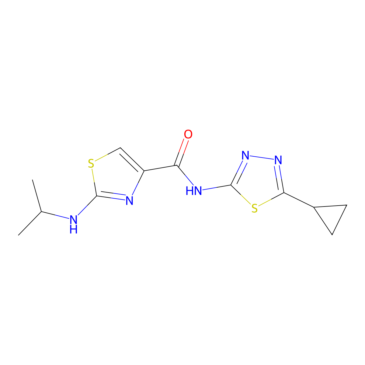 N-[(2E)-5-cyclopropyl-1,3,4-thiadiazol-2(3H)-ylidene]-2-(propan-2-ylamino)-1,3-thiazole-4-carboxamide molecular structure, CAS 1219557-63-7