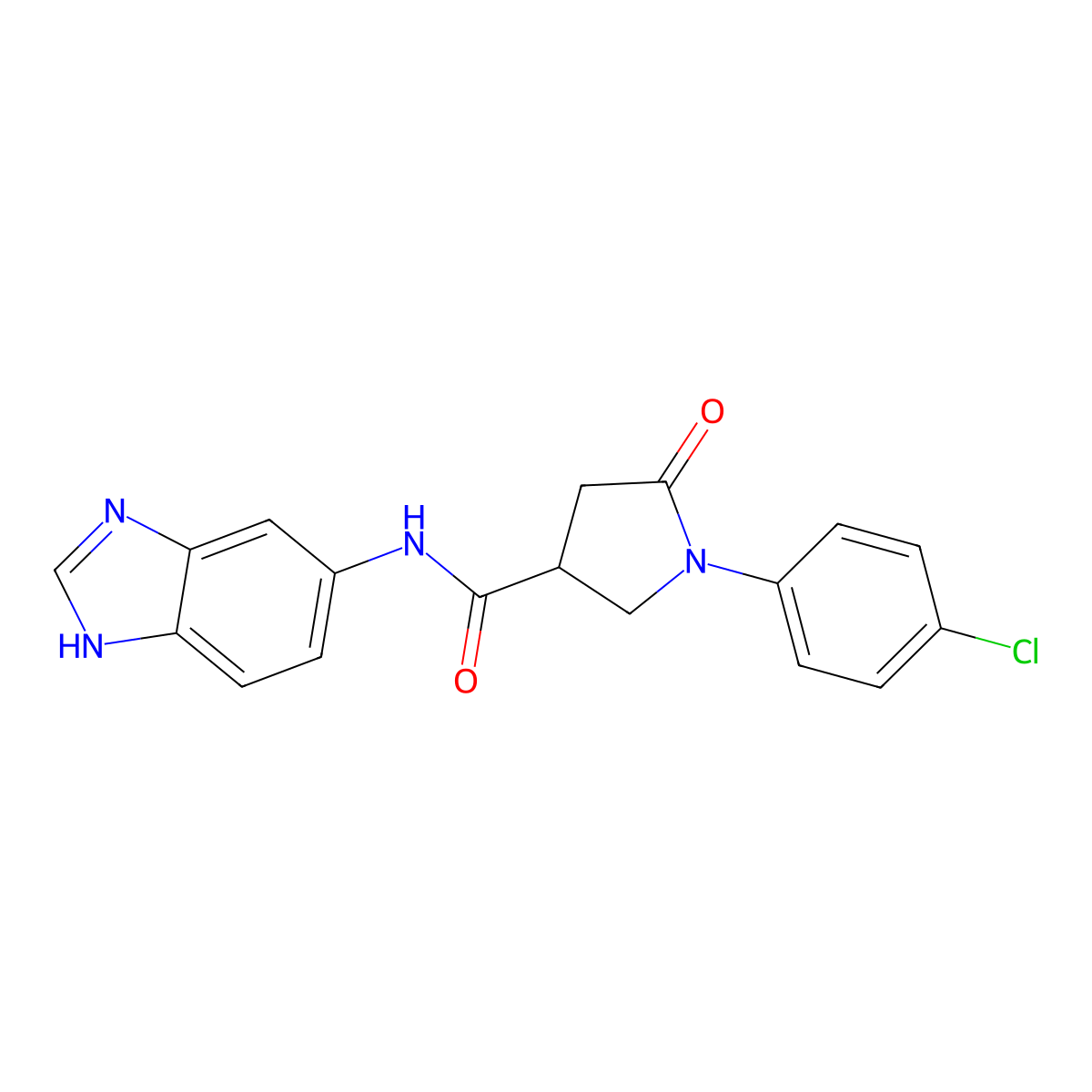 N-(1H-benzimidazol-5-yl)-1-(4-chlorophenyl)-5-oxopyrrolidine-3-carboxamide molecular structure, CAS 1219557-79-5