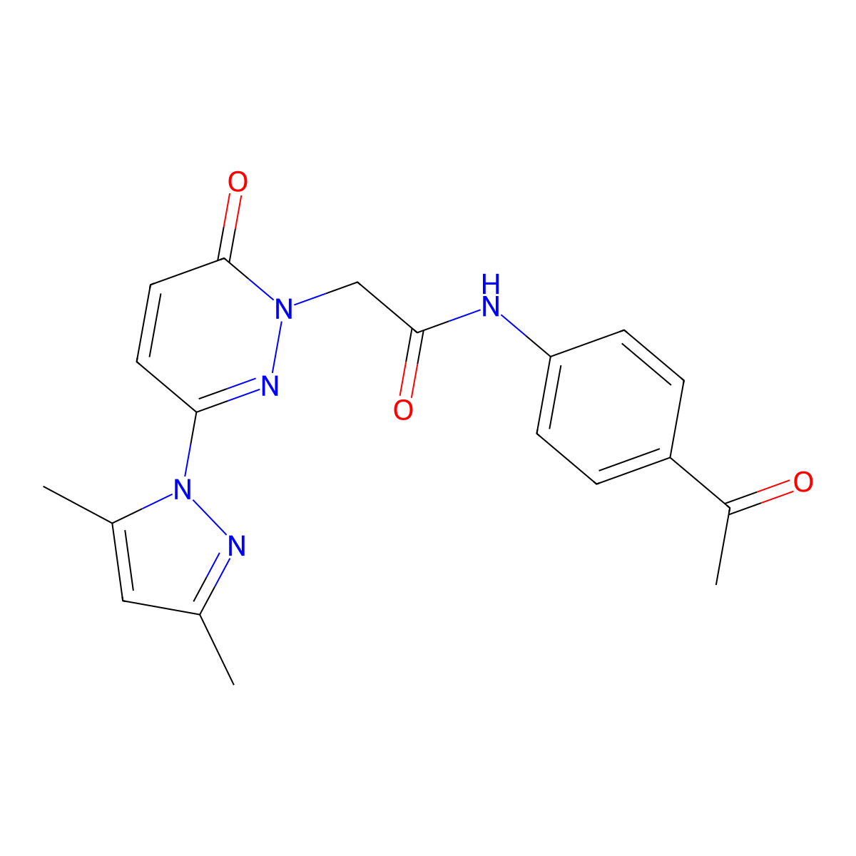 N-(4-acetylphenyl)-2-(3-(3,5-dimethyl-1H-pyrazol-1-yl)-6-oxopyridazin-1(6H)-yl)acetamide molecular structure, CAS 1219557-88-6
