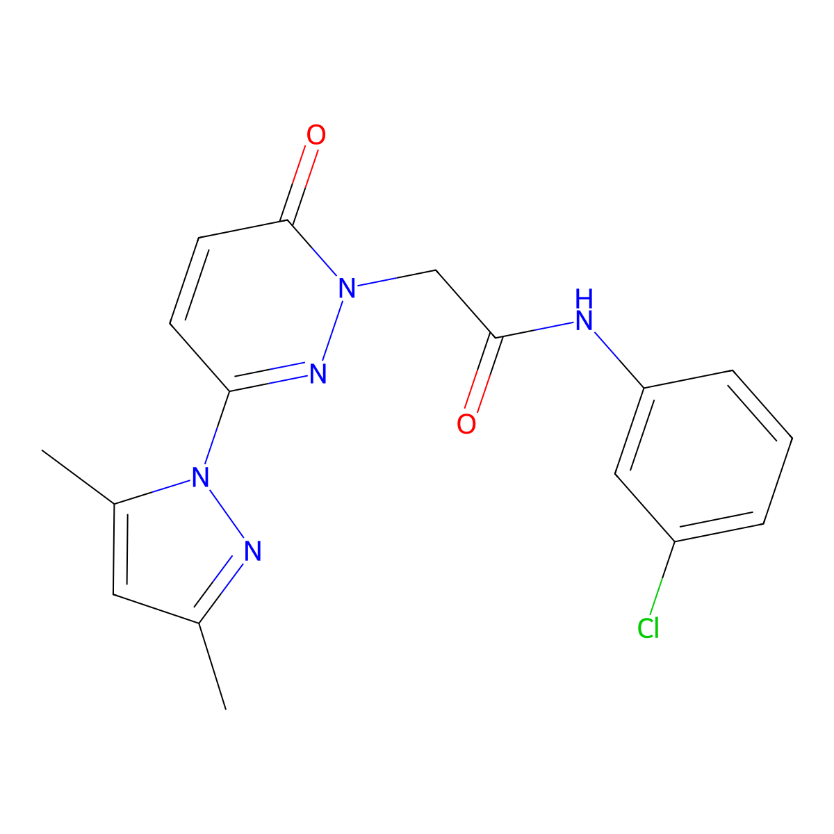 N-(3-chlorophenyl)-2-(3-(3,5-dimethyl-1H-pyrazol-1-yl)-6-oxopyridazin-1(6H)-yl)acetamide molecular structure, CAS 1219557-89-7