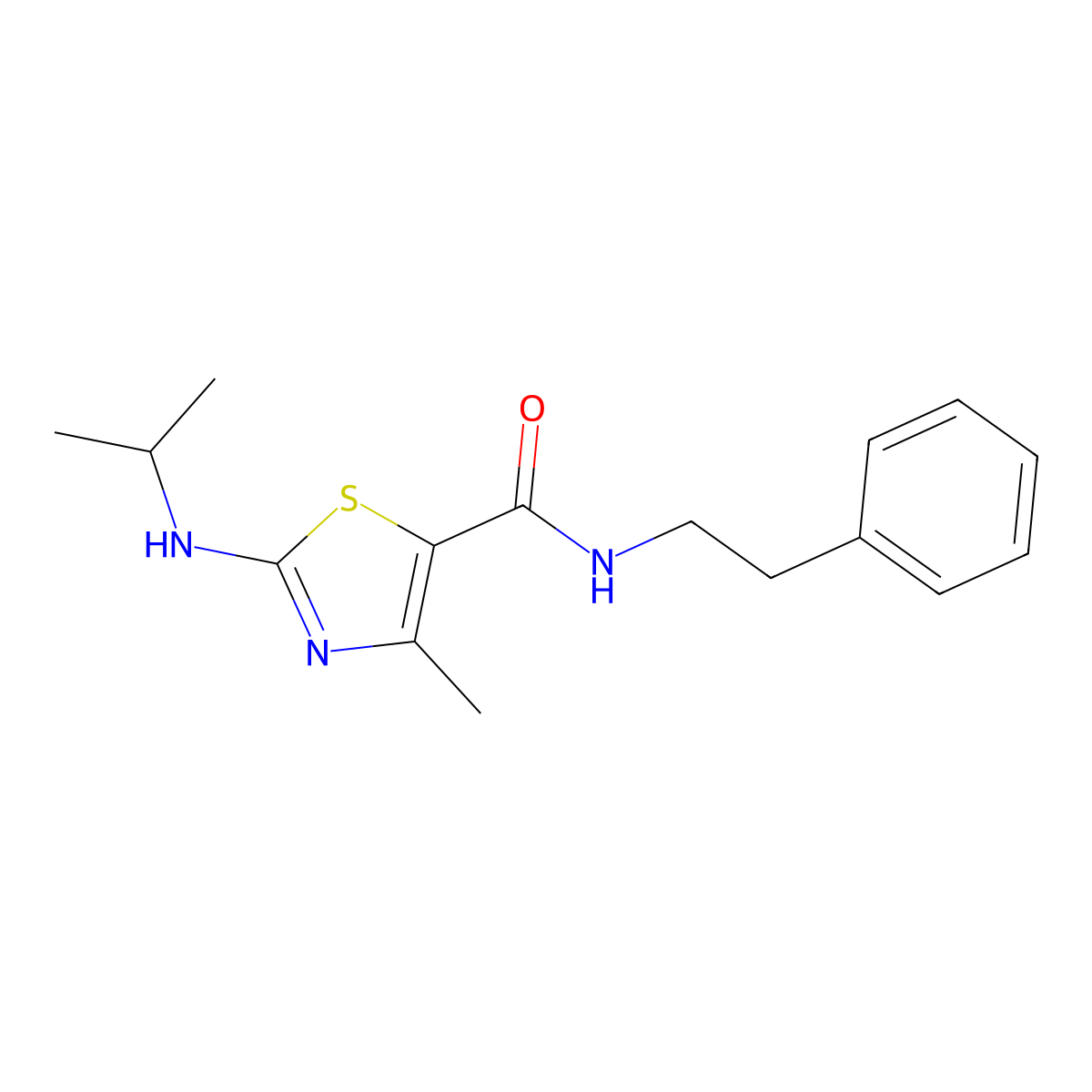 4-methyl-N-(2-phenylethyl)-2-(propan-2-ylamino)-1,3-thiazole-5-carboxamide molecular structure, CAS 1219557-94-4