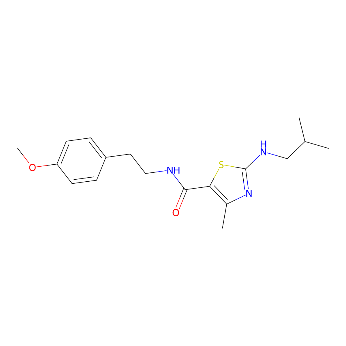 N-[2-(4-methoxyphenyl)ethyl]-4-methyl-2-[(2-methylpropyl)amino]-1,3-thiazole-5-carboxamide molecular structure, CAS 1219558-07-2