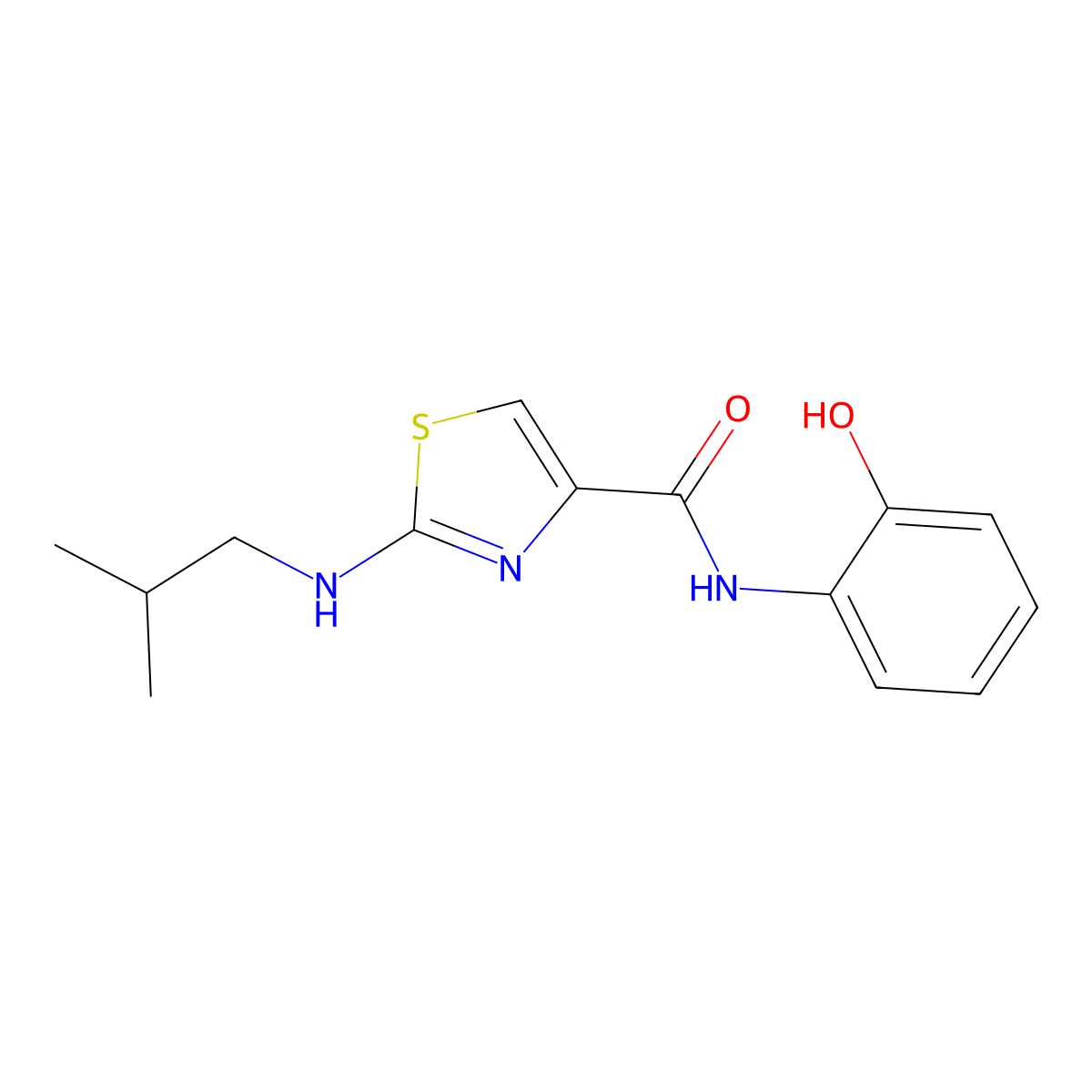 N-(2-hydroxyphenyl)-2-(isobutylamino)-1,3-thiazole-4-carboxamide molecular structure, CAS 1219558-27-6