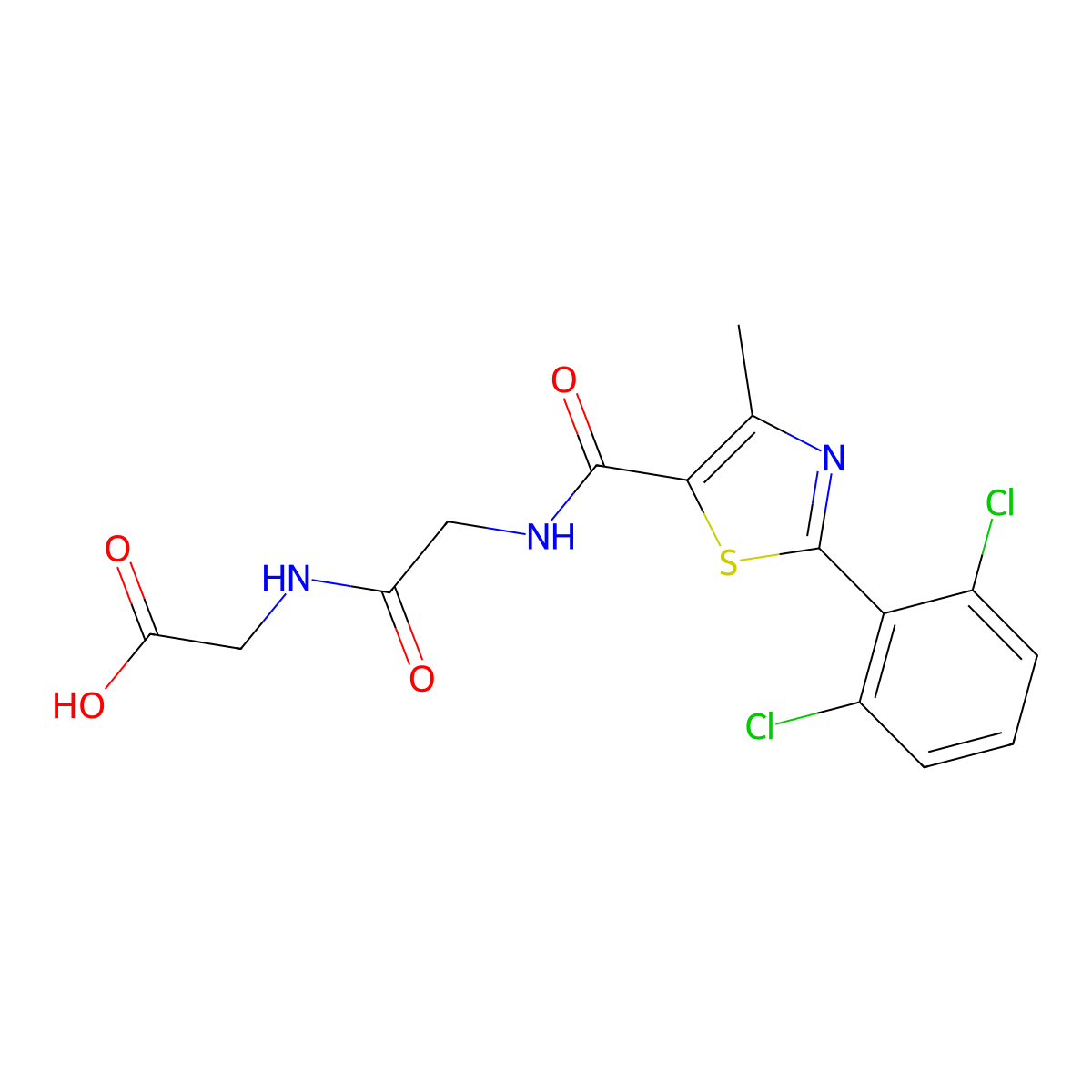 N-{[2-(2,6-dichlorophenyl)-4-methyl-1,3-thiazol-5-yl]carbonyl}glycylglycine molecular structure, CAS 1219558-29-8
