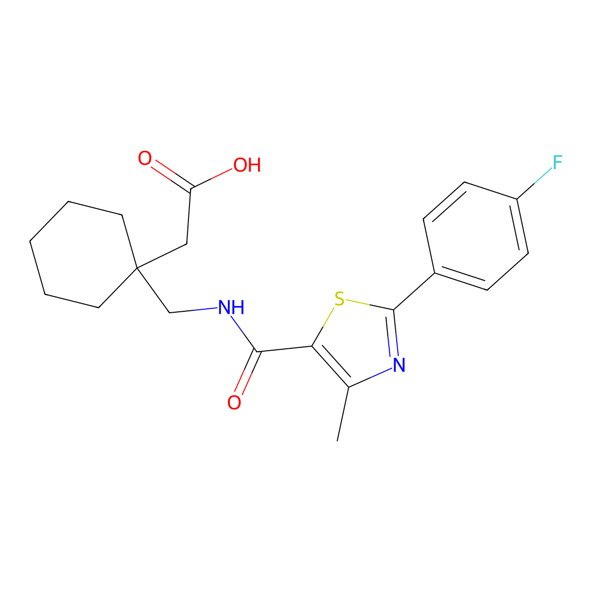 {1-[({[2-(4-Fluorophenyl)-4-methyl-1,3-thiazol-5-yl]carbonyl}amino)methyl]cyclohexyl}acetic acid molecular structure, CAS 1219558-33-4