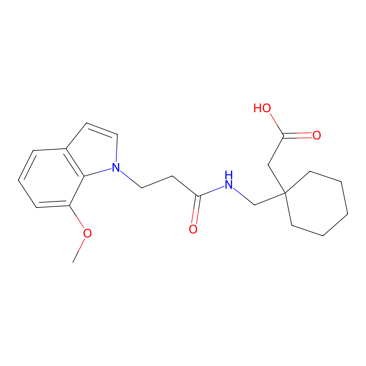 [1-({[3-(7-methoxy-1H-indol-1-yl)propanoyl]amino}methyl)cyclohexyl]acetic acid molecular structure, CAS 1219558-38-9